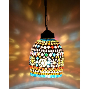 Skleněná mozaiková lampa, ruční práce, barevná, 18x14cm