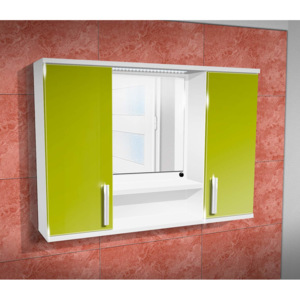 Nabytekmorava Závěsná koupelnová skříňka se zrcadlem K11 barva skříňky: bílá 113, barva dvířek: lemon lesk