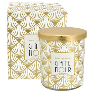 Gate Noir - vonná svíčka Rose Geranium (muškát) 200g (Vnímejte luxus všemi smysly. Exkluzivní vůně Rose Geranuim vás přenese do VIP budoárů a jemně po