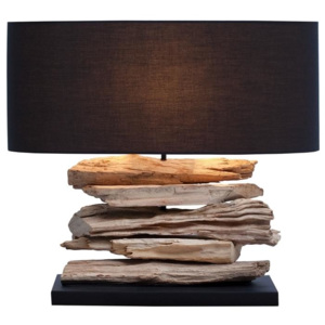 INV Stolní lampa Riviera - naplavené dřevo, přírodní, černá