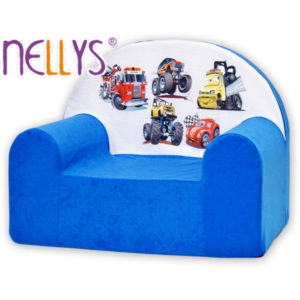 Dětské křesílko/pohovečka Nellys ® - Auta v modré