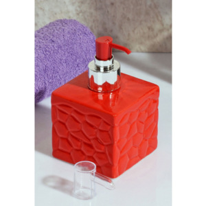 Červený keramický dávkovač na mýdlo s pumpičkou Modena