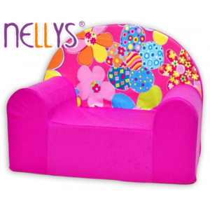 Dětské křesílko/pohovečka Nellys ® - Květinky v růžové