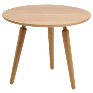 Přírodní konferenční stolek z dubového dřeva Folke Cappuccino, výška 50 cm x ∅ 60 cm