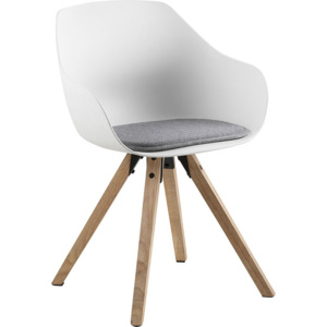 Design Scandinavia Jídelní židle Vilma s dřevěnou podnoží (SET 2 ks), bílá/šedá Barva: bílá / šedá