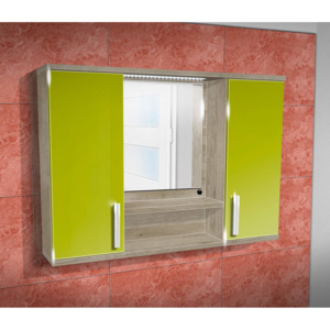 Nabytekmorava Závěsná koupelnová skříňka se zrcadlem K11 barva skříňky: dub stříbrný, barva dvířek: lemon lesk
