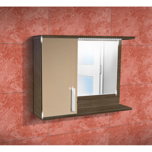 Nabytekmorava Koupelnová skříňka se zrcadlem K10 levá barva skříňky: rigoletto, barva dvířek: káva lesk
