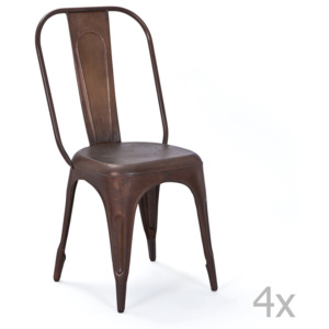 Sada 4 hnědých kovových jídelních židlí Interlink Aix