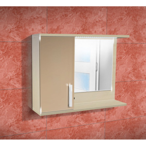 Nabytekmorava Koupelnová skříňka se zrcadlem K10 levá barva skříňky: akát, barva dvířek: káva lesk