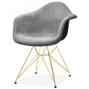 Čalouněná plastová židle-křeslo TAMPA šedá-zlatá