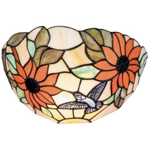 Faneurope I-DAFNE-AP nástěnné Tiffany svítidlo s kolibříkem a motivy květin