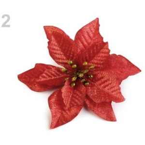 Stoklasa Vánoční hvězda Ø14 cm s lurexem - 2 červená sv