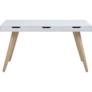 Design Scandinavia Pracovní stůl s 3 zásuvkami Edita, 140 cm Barva: bílá / jasan