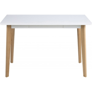 Design Scandinavia Pracovní stůl se zásuvkou Corby, 117 cm Barva: bříza / bílá