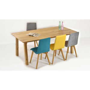 Jídelní stůl masiv Tina + židle dub Arosa - 160 x 90 cm / 8 ks / Žlutá Tina + Arosa