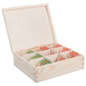 Dřevěná krabička na čaj (9 přihrádek) KR019