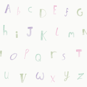 Dětská papírová tapeta Holden Alphabet fialová 0,53x10,05 m