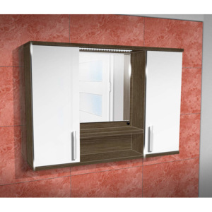 Nabytekmorava Závěsná koupelnová skříňka se zrcadlem K11 barva skříňky: rigoletto, barva dvířek: bílý lesk
