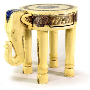 Stolička ve tvaru slona ručně malovaná, 42x31x47cm