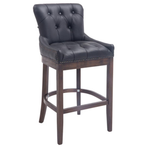 Barová židle Buckingham kůže, dřevěné nohy tmavá antik