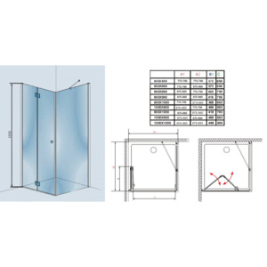 Sanotechnik Smartflex čtvercový sprchový kout, šířka 80cm, zalamovací dveře + pevná část, čiré sklo, D1180+D1281FR/FL Ľavé dvere