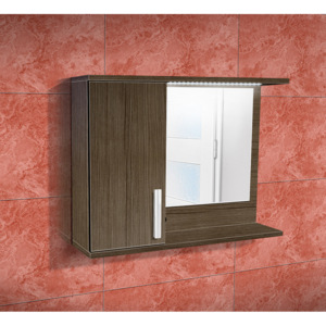 Nabytekmorava Koupelnová skříňka se zrcadlem K10 levá barva skříňky: rigoletto, barva dvířek: rigoletto lamino