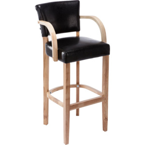 BHM Germany Barová židle s dřevěnou podnoží a područkami Ellen Barva: šedá