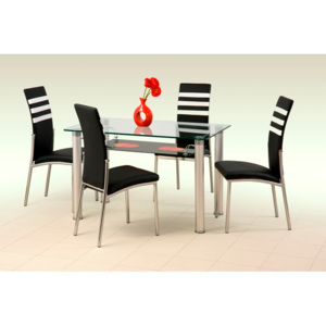 EGON stůl bezbarvý/černý s barevnými vzory