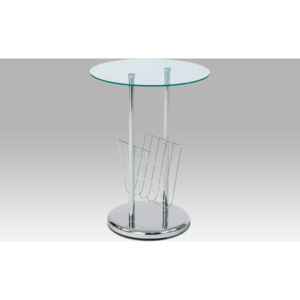 Artium Odkládací stolek skleněný | chromová konstrukce | novinový stojan