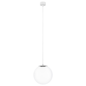 Bílé závěsné svítidlo s bílým kabelem a detailem ve stříbrné barvě Sotto Luce Tsuri, ⌀ 25 cm