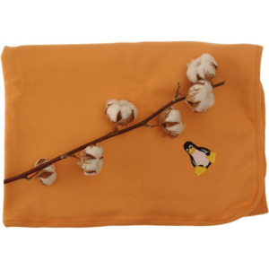 Kaarsgaren Dětská deka letní 90x90 cm oranžová s tučňákem, 100% Biobavlna