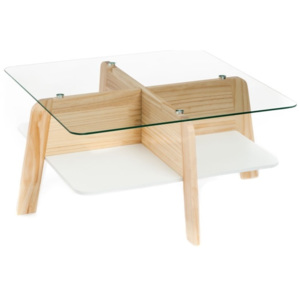 Tomasucci Konferenční stolek ve skandinávském stylu se skleněnou deskou VARM 30x60x60cm,vícebarevný