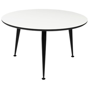 Bílý konferenční stolek s černými nohami Folke Strike, výška 47 cm x ∅ 85 cm