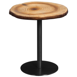 Kulatý konferenční stolek 38 cm s dekorem průřezu stromu na černé kovové konstrukci DO052