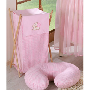 Luxusní praktický koš na prádlo - MEDVÍDEK SE SRDÍČKEM růžový