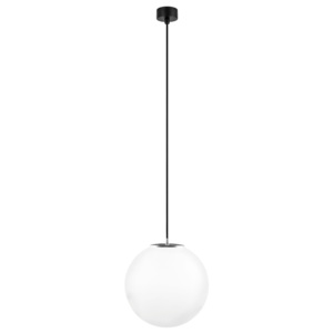 Bílé závěsné svítidlo s černým kabelem a detailem ve stříbrné barvě Sotto Luce Tsuri, ⌀ 30 cm