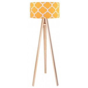 Timberlight Stojací lampa Maroko + žluté stínítko + dřevěné nohy