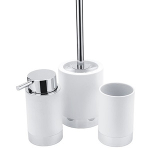 Nimco Lio - Sada doplňků - dávkovač mýdla, pohárek, WC kartáč, bílá, Li 25000SET-05