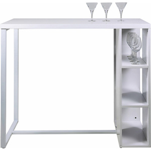 Design Scandinavia Barový stůl s policemi Garny, 120 cm Barva: Bílá