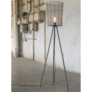 Designová stojací lampa pletený koš