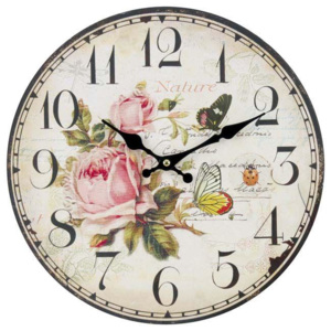 Nástěnné hodiny Nature Vintage Rose -34 cm