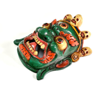 Dřevěná maska, zelená, 27 cm