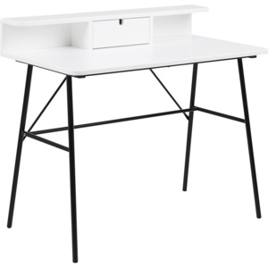 Design Scandinavia Pracovní stůl se zásuvkou Calina, 100 cm Barva: bílá / černá