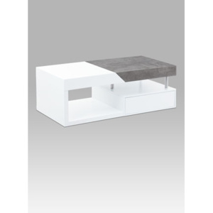 Autronic Konferenční stolek 120x60x42, MDF bílý mat/dekor beton, 2 šuplíky AHG-622 WT