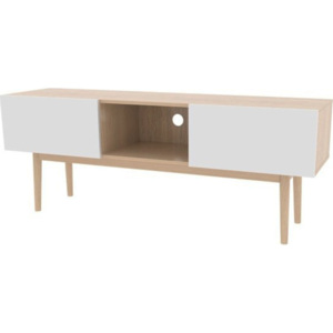 Danish Style TV stolek s výklopnými dvířky Gabi, 150 cm, dub/bílá Barva: dub / bílá