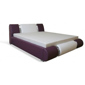Čalouněná postel AGARIO II + ÚP, 140x200, střed: D502 (fialová)/boky: D8 (černá)