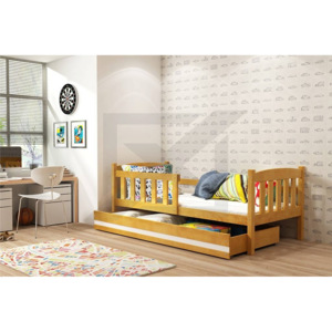 Dětská postel FLORENT + matrace + rošt ZDARMA, 80x160, olše, bílá