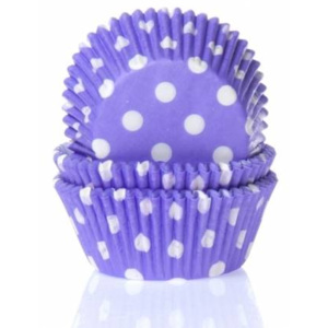 Papírový košíček na muffiny fialový puntíkovaný 50ks - House of Marie