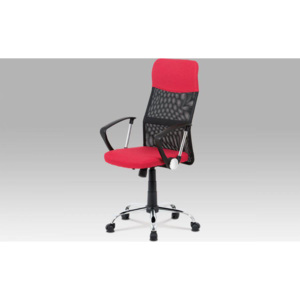 Kancelářská židle, červená látka, černá MESH, houpací mech, kříž kovový KA-V204 RED Art
