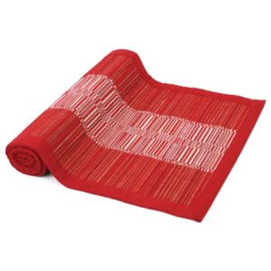 Červený běhoun na stůl ze slámy a bavlny Ladelle Akita, 33 x 150 cm